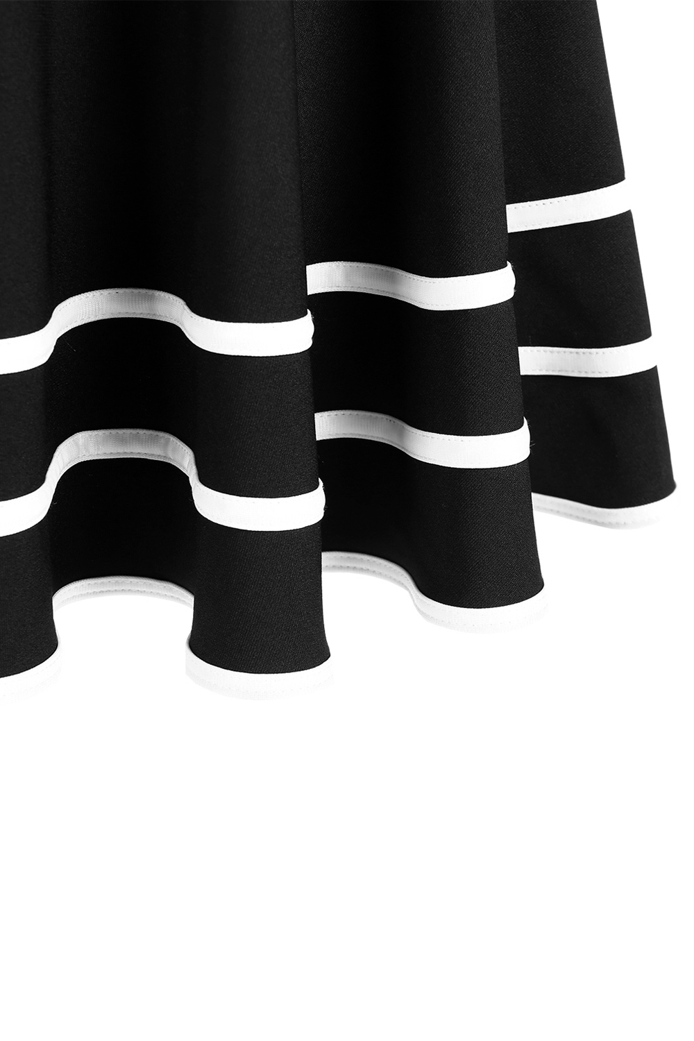 Versatile Black White A-line Stretchy Flared Casual Pleated Mini Skater Skirt