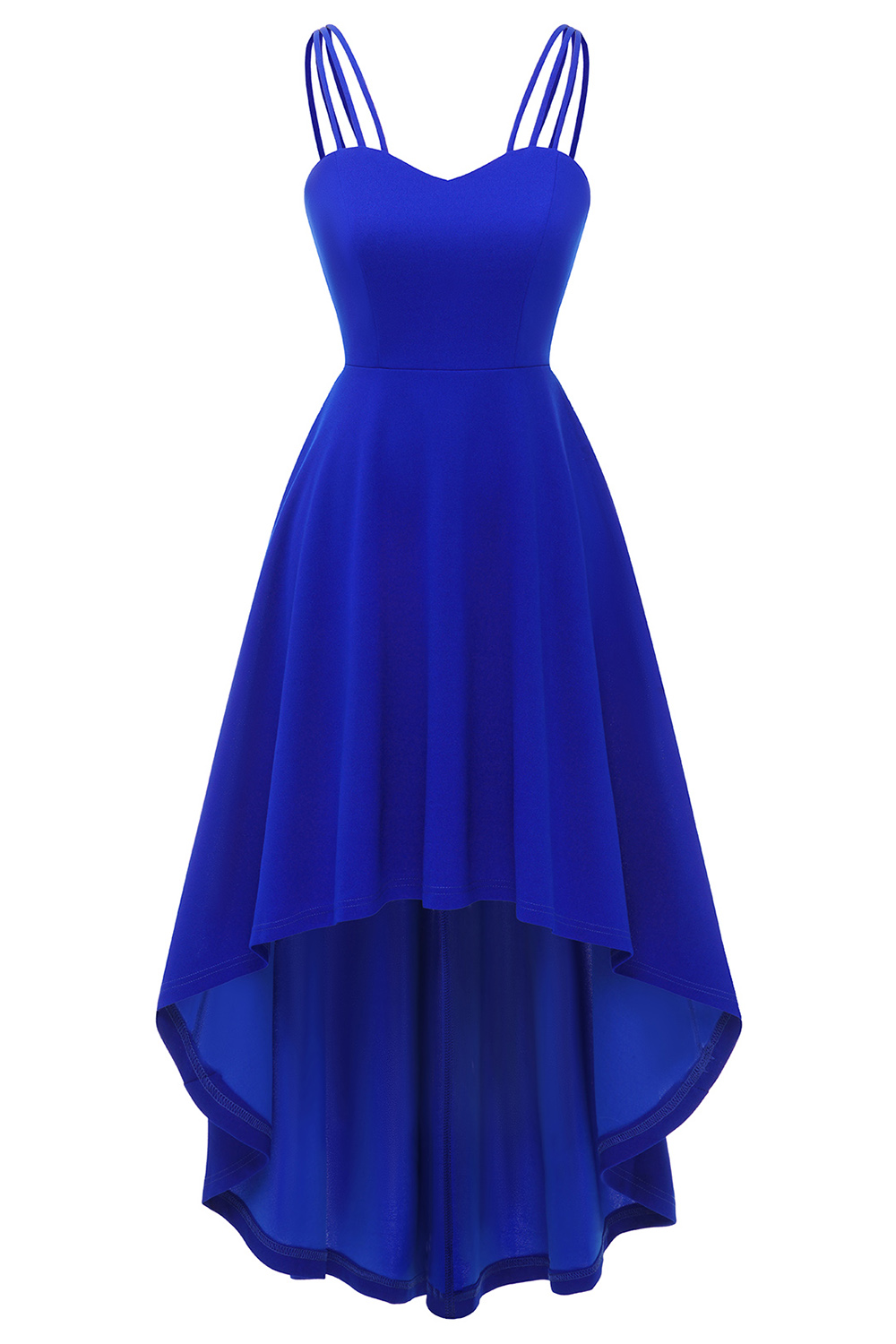 Elegant Asymmetrical Royal Blue Spaghetti Strap Wedding guest & Cocktail Dress