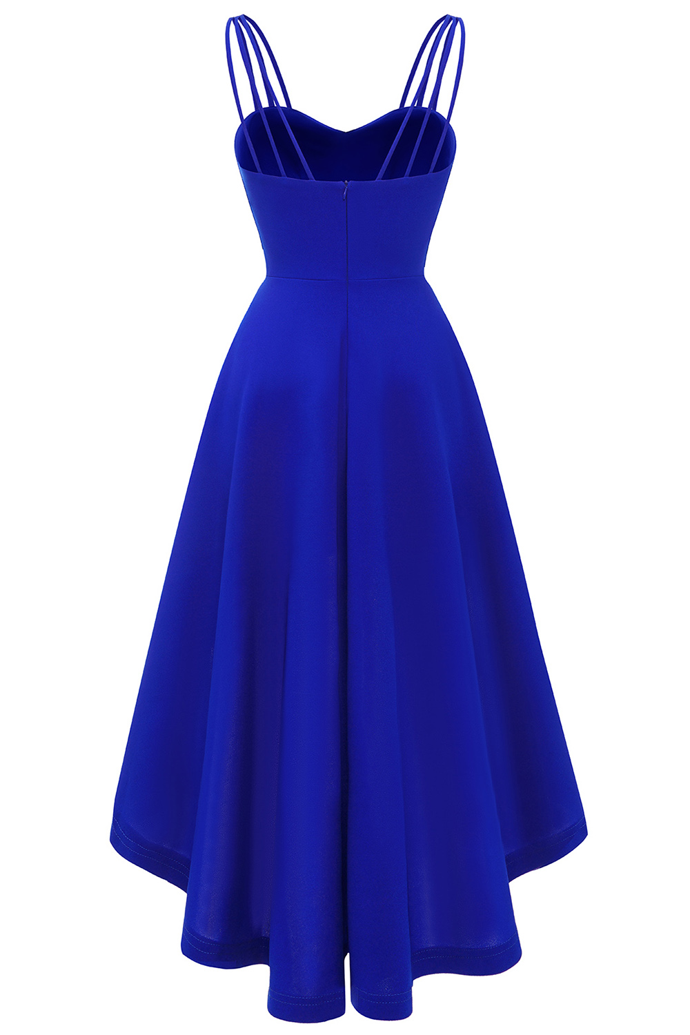 Elegant Asymmetrical Royal Blue Spaghetti Strap Wedding guest & Cocktail Dress