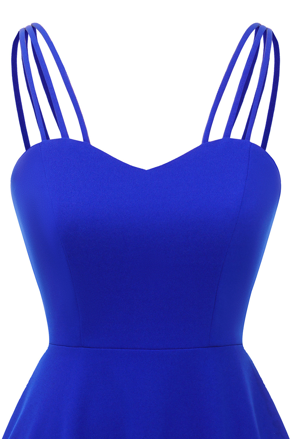 Elegant Asymmetrical Royal Blue Spaghetti Strap Wedding guest & Cocktail Dress