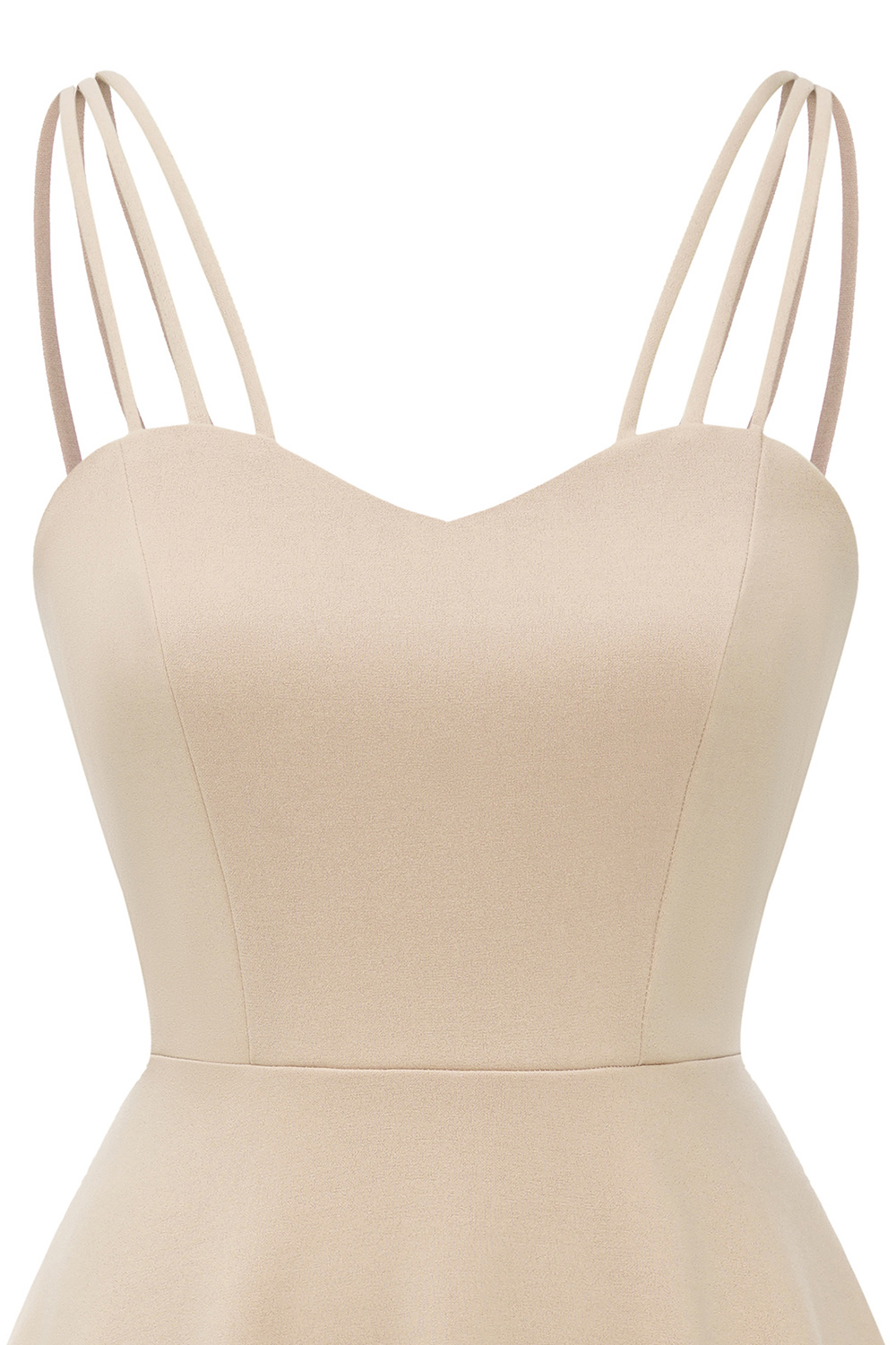 Elegant Asymmetrical Champagne Spaghetti Strap Wedding guest & Cocktail Dress