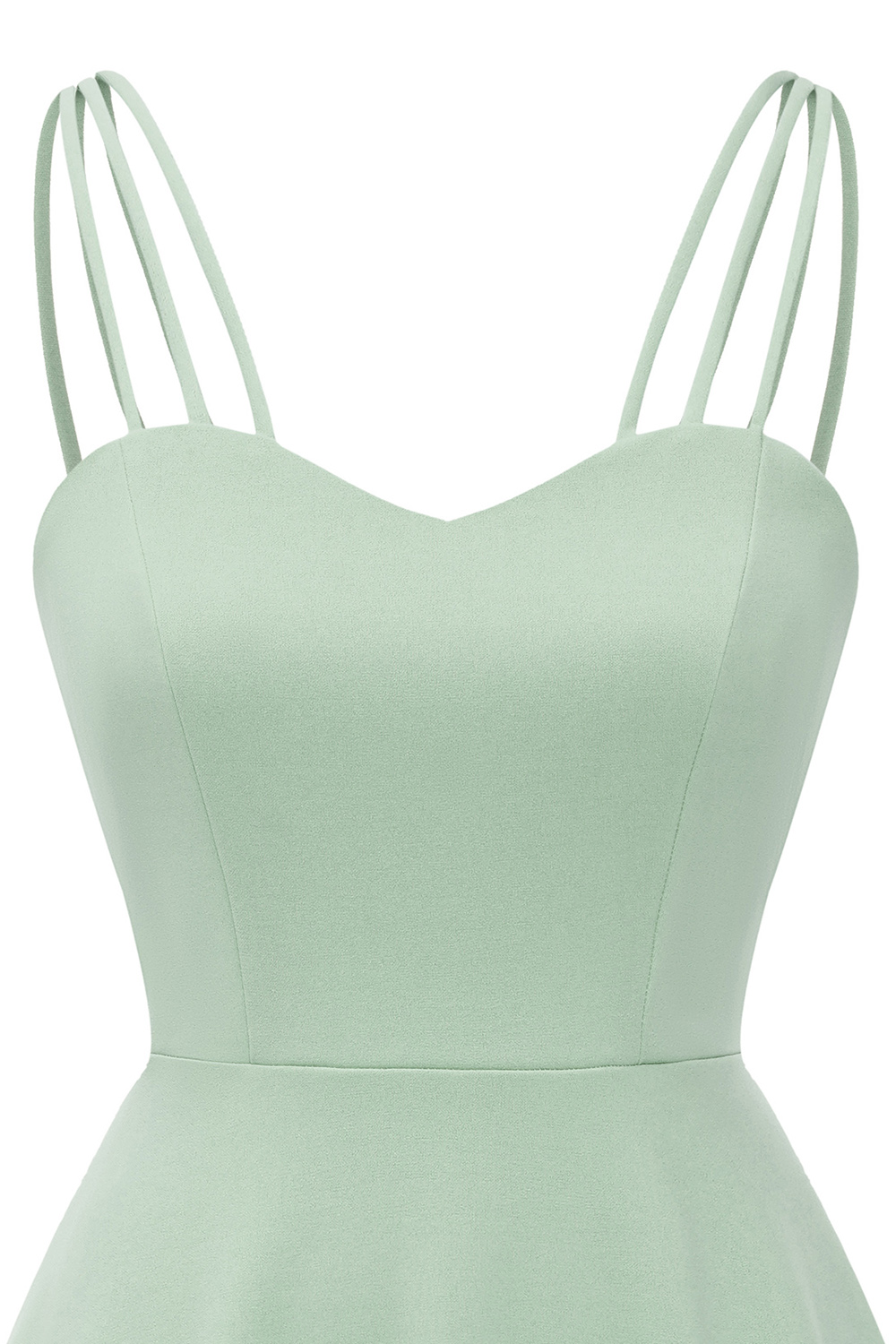 Elegant Asymmetrical Light Green Spaghetti Strap Wedding guest & Cocktail Dress