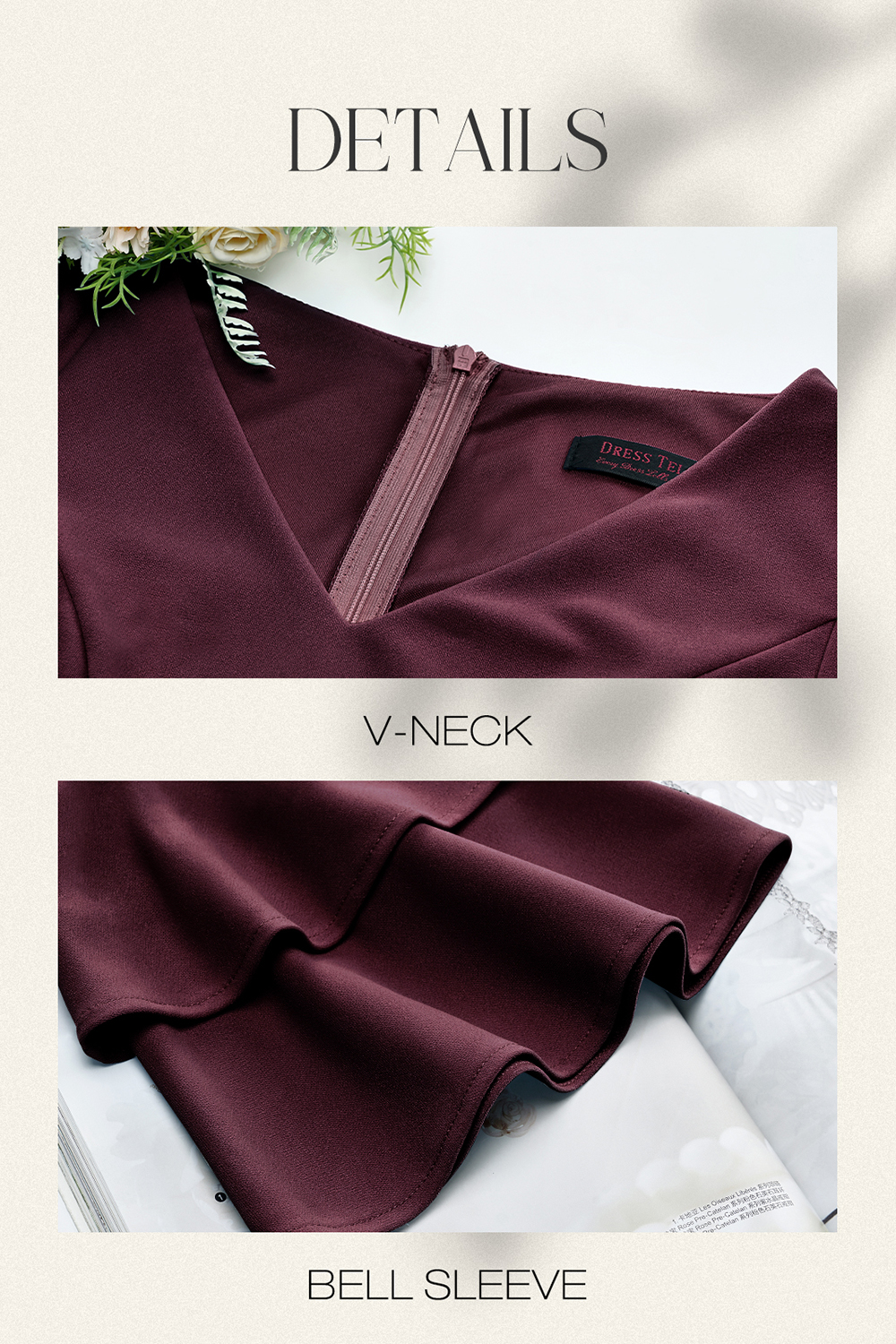 Elegant Chic Burgundy Wedding Party Dress