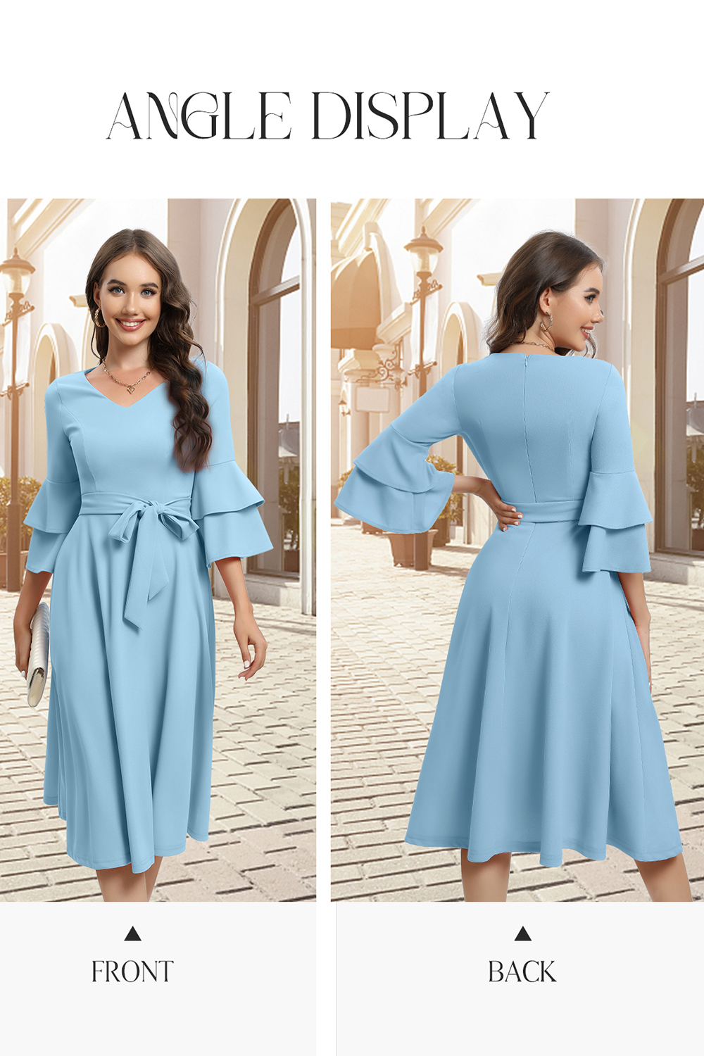 Elegant Chic Blue Wedding Party Dress