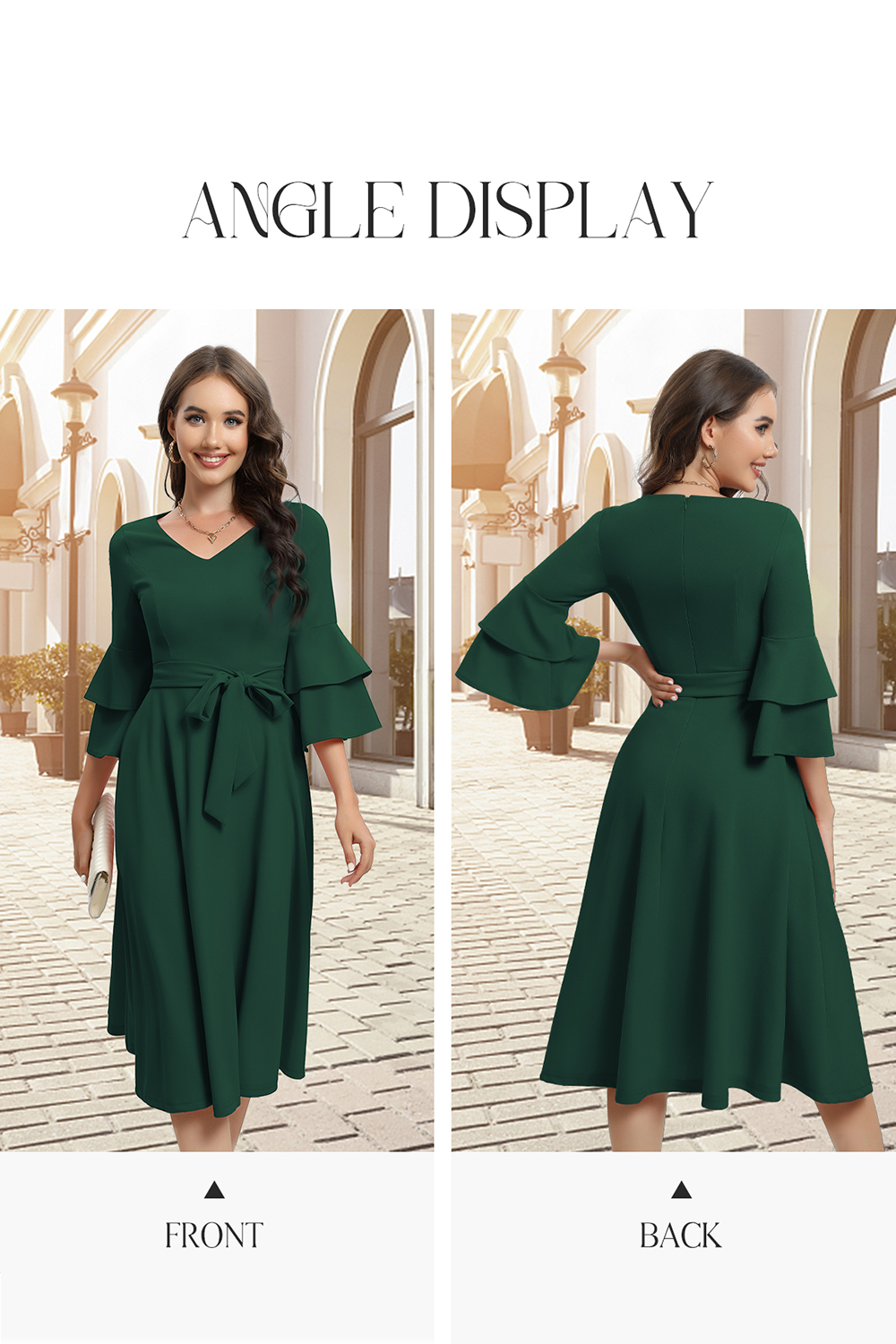 Elegant Chic Dark Green Wedding Party Dress
