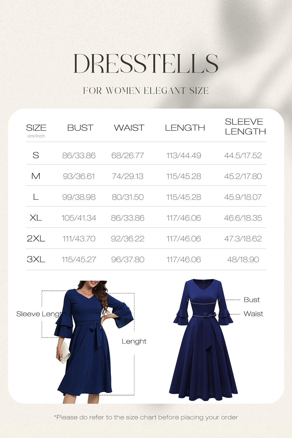 Elegant Chic Navy Wedding Party Dress