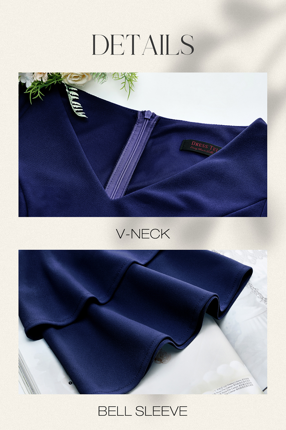 Elegant Chic Navy Wedding Party Dress