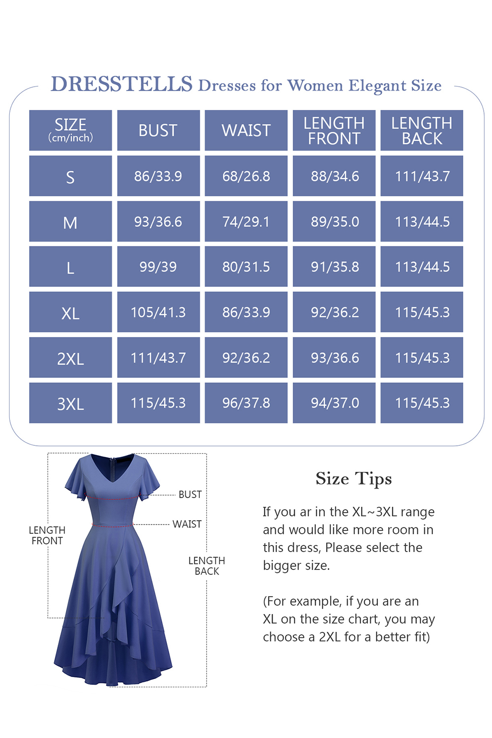 Modest Asymmetrical Grey Blue V-Neck Ruffle Sleeve Wedding Guest & Cocktail Dress