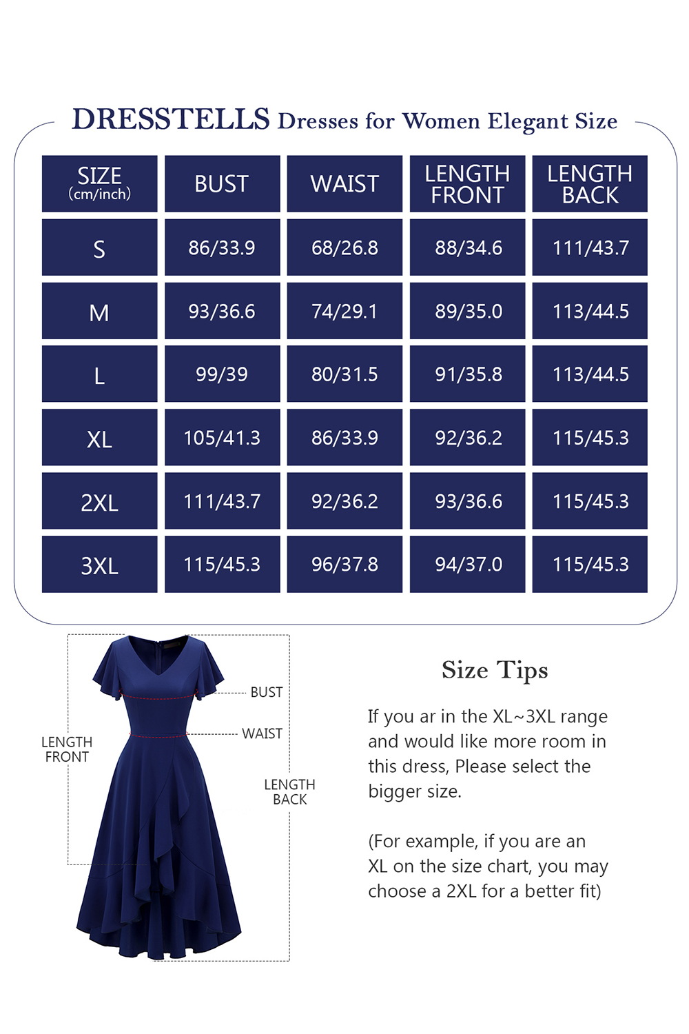 Modest Asymmetrical Navy V-Neck Ruffle Sleeve Wedding Guest & Cocktail Dress