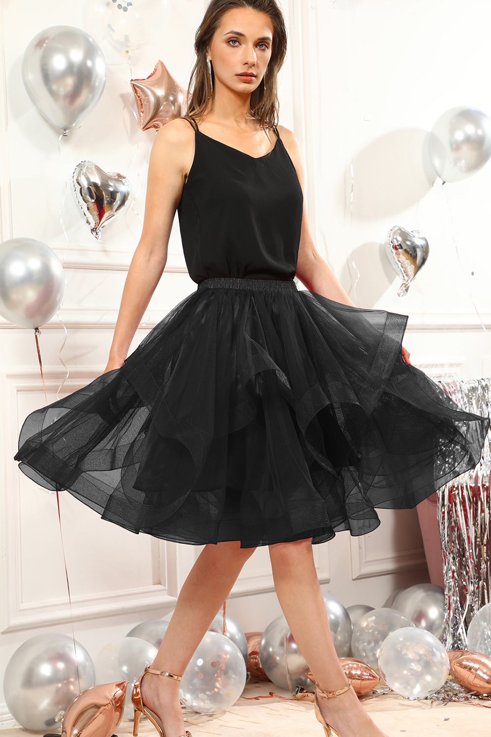 Dreamy Layered Tulle Midi Skirt: Fluffy, Elastic, Versatile for Prom, Graduation, and Special Occasions