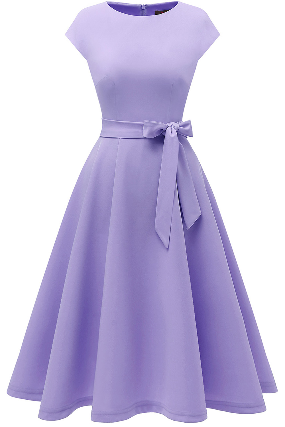 Elegant A-Line Knee-Length Lavender Cocktail Dress with Cap Sleeves