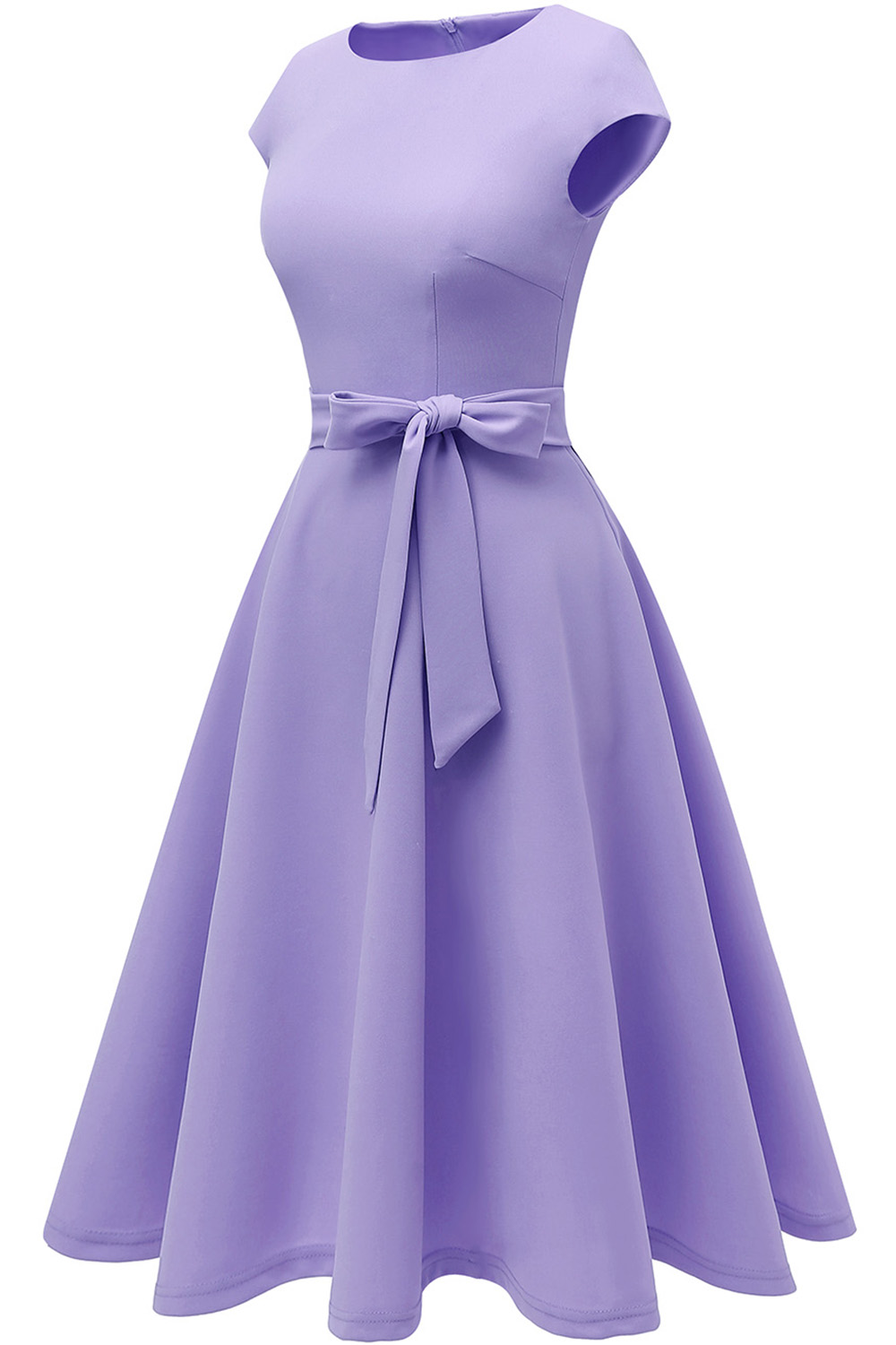 Elegant A-Line Knee-Length Lavender Cocktail Dress with Cap Sleeves