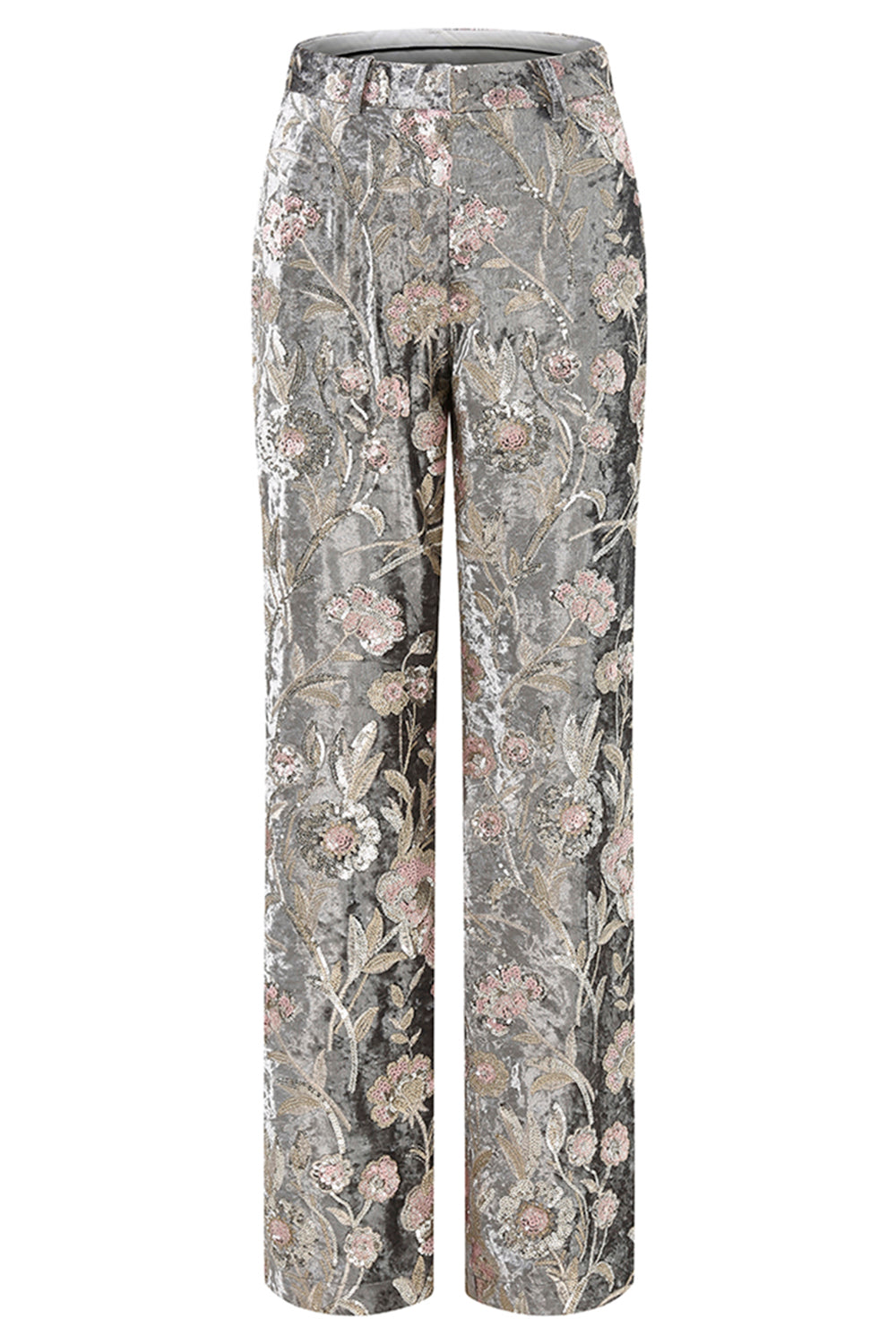 2 Piece Grey Peak Lapel Sparkly Women Prom Suits with Sequins