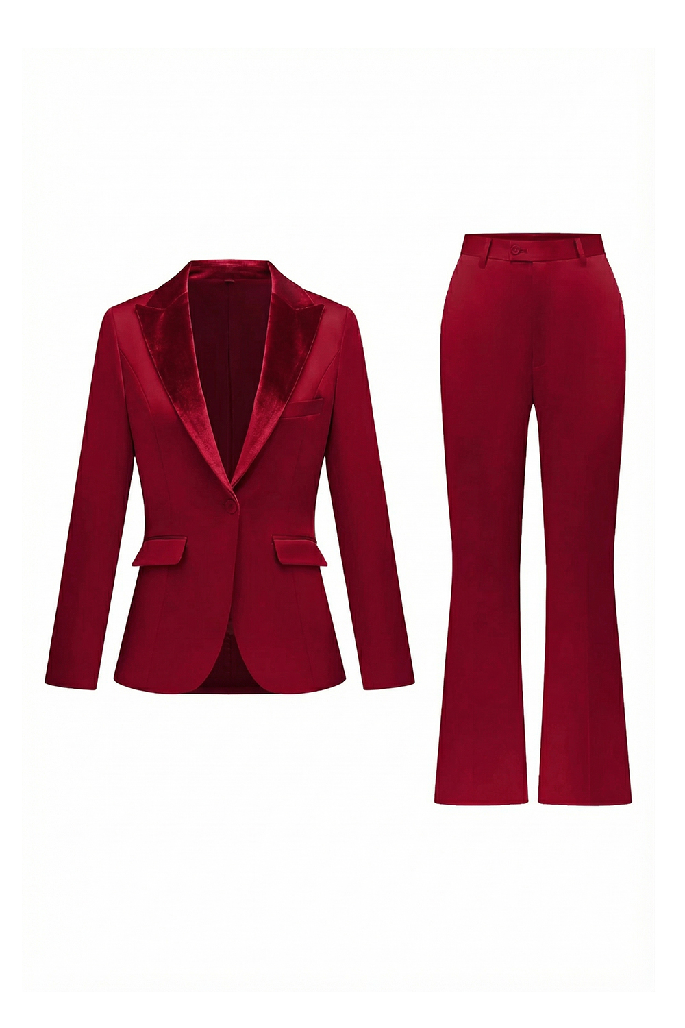 2 Piece Red Peak Lapel Slim Fit Pagneat Interview Suits with Sleeves