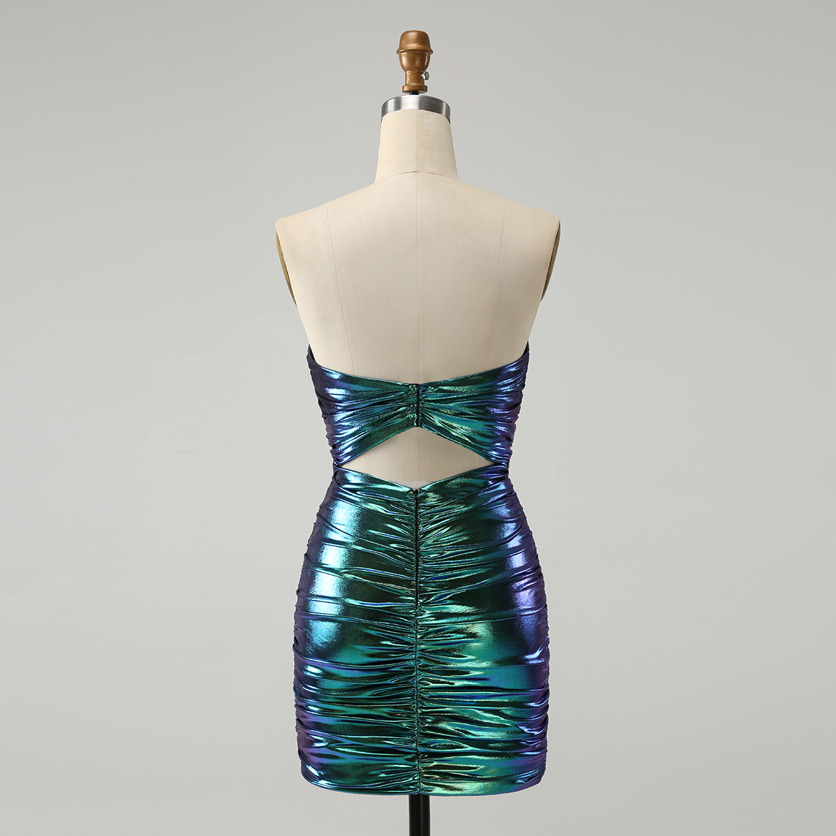 Chic Tea Blue Strapless Keyhole Pleated Tight Homecoming Dress