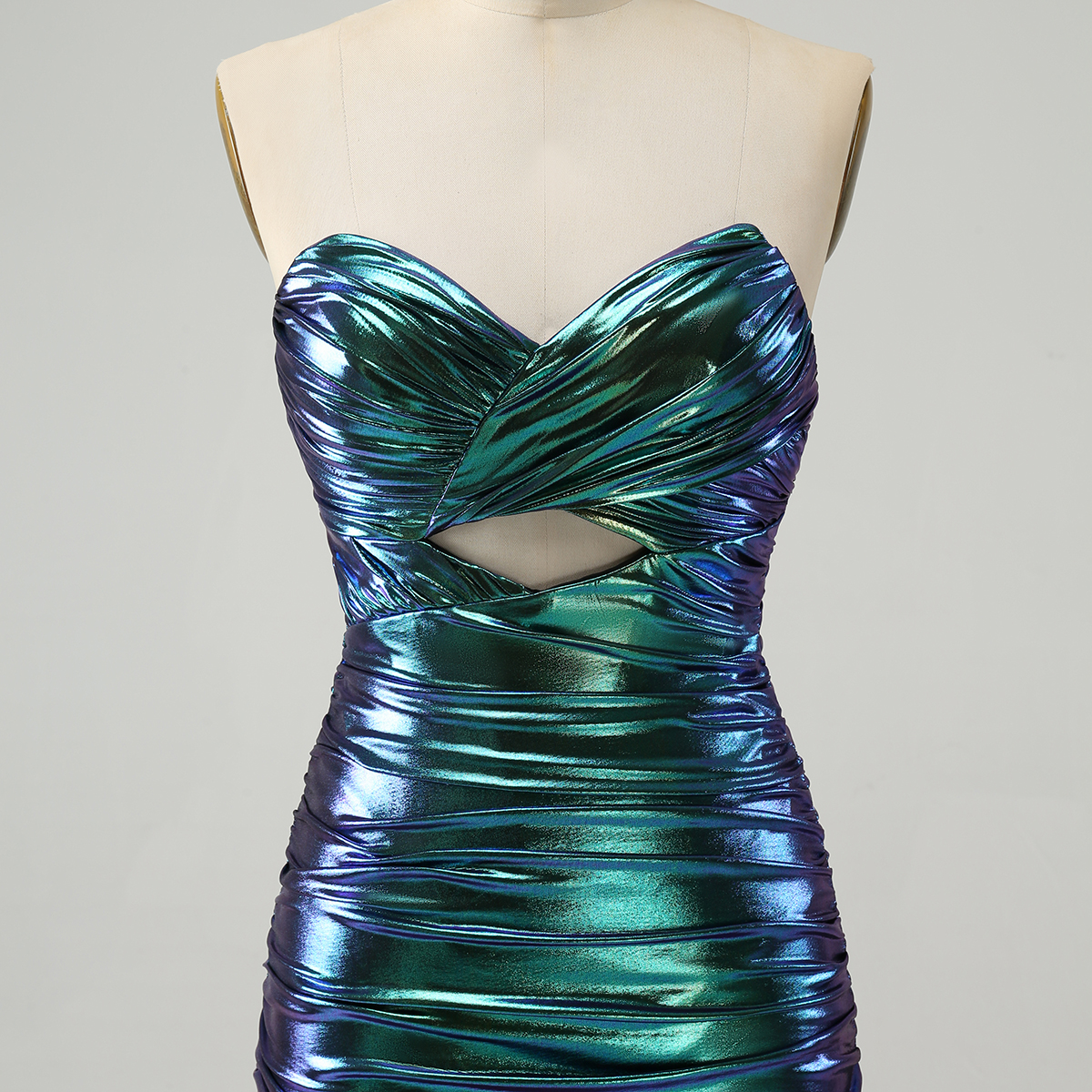 Chic Tea Blue Strapless Keyhole Pleated Tight Homecoming Dress