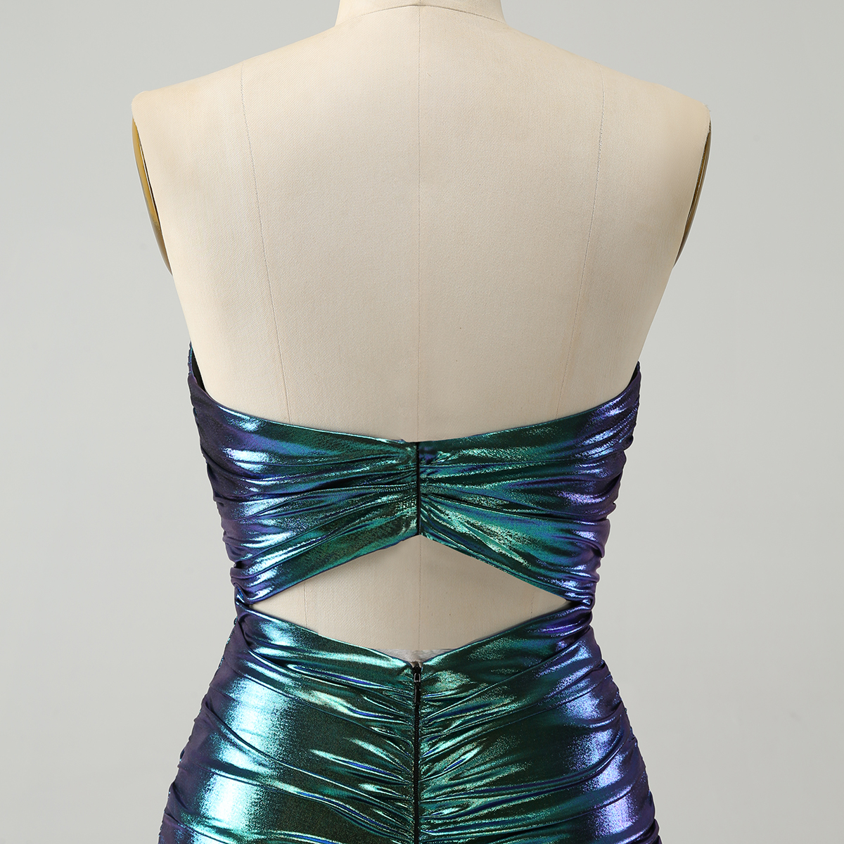 Chic Tea Blue Strapless Keyhole Pleated Tight Homecoming Dress