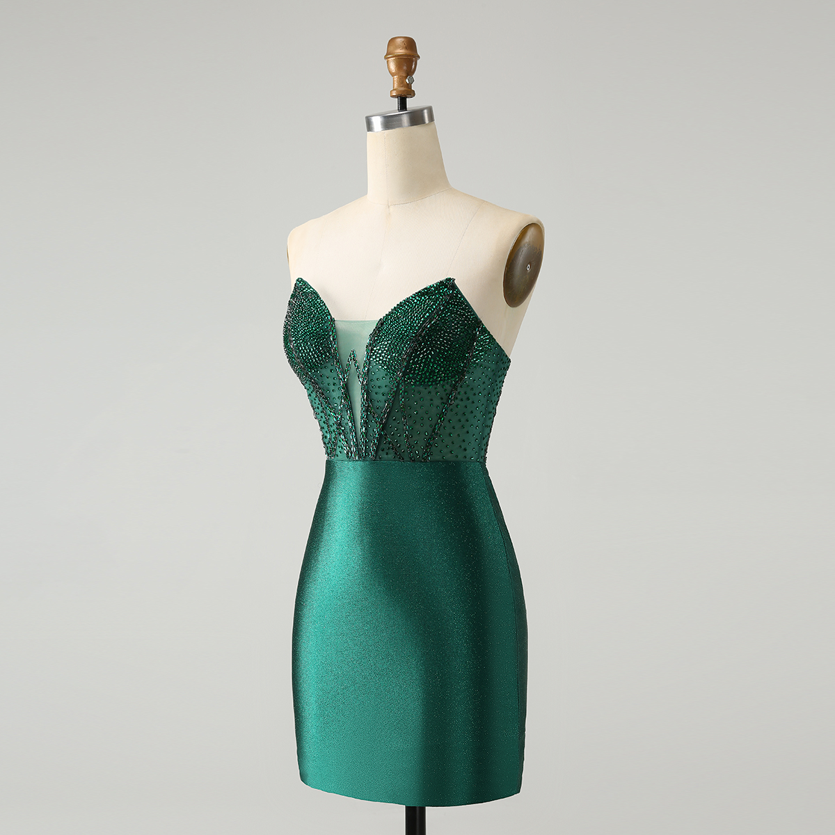 Dark Green Bodycon Strapless Corset Short Homecoming Dress