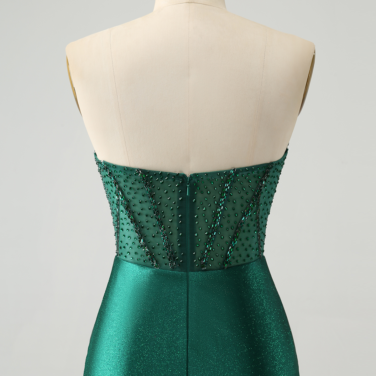 Dark Green Bodycon Strapless Corset Short Homecoming Dress