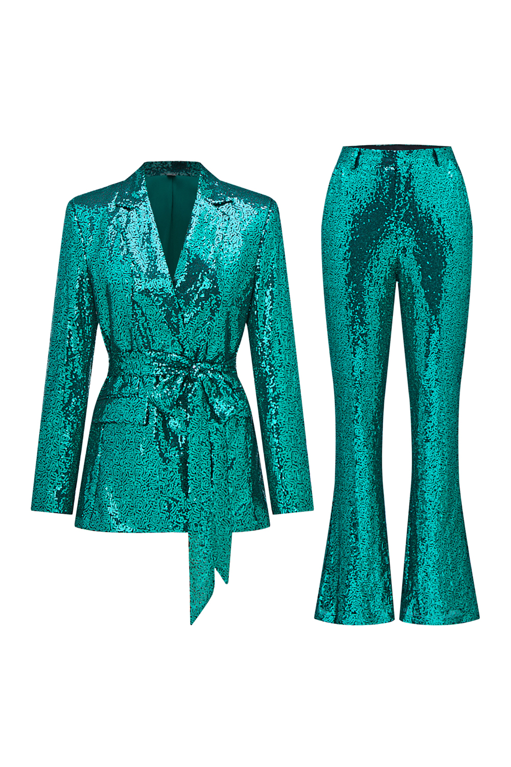 Elegant Tuxedo Party Suit for Women - Sequined Design for Formal Events