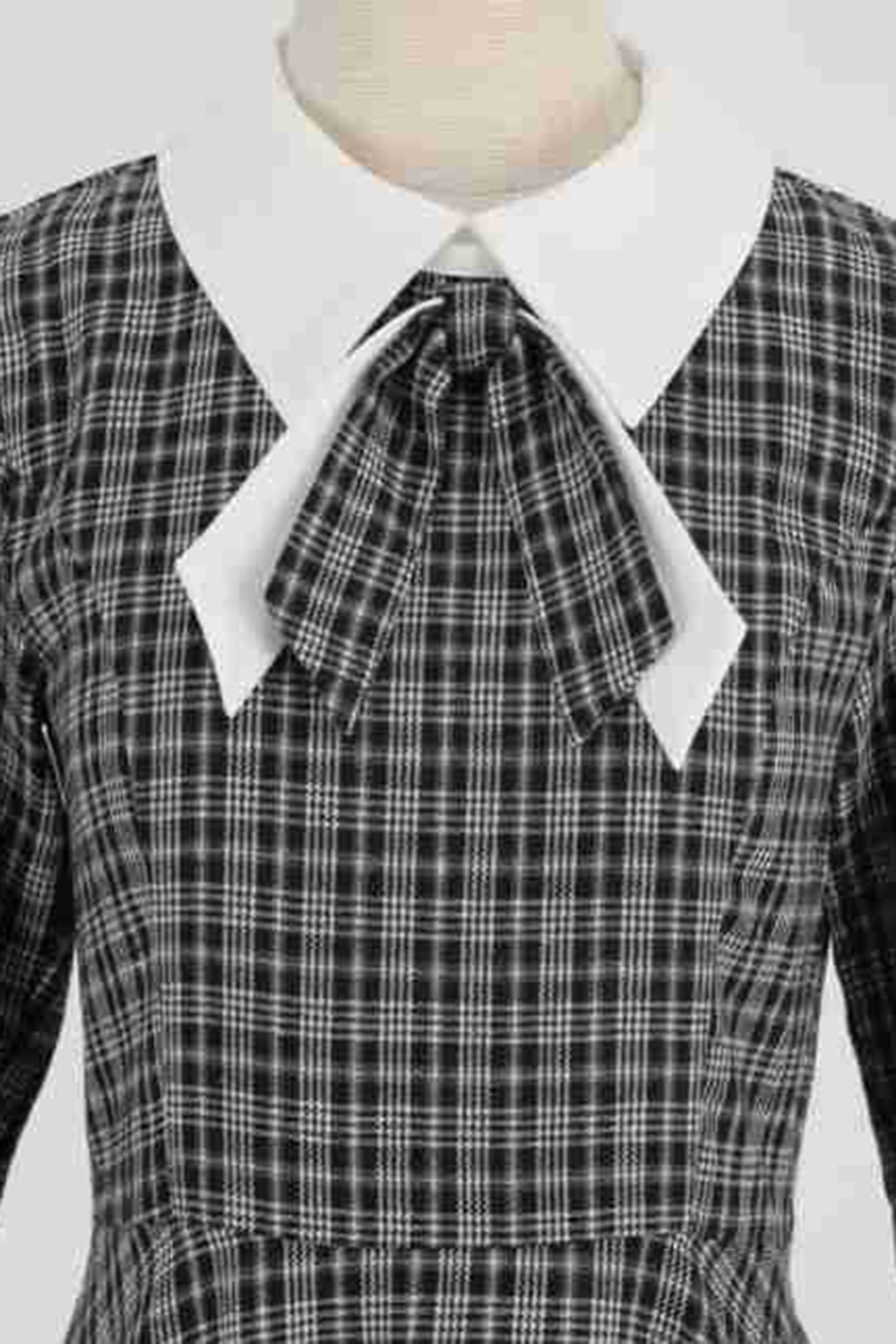 Vintage Elegant Black Grid A Line 1950s Swing Dress