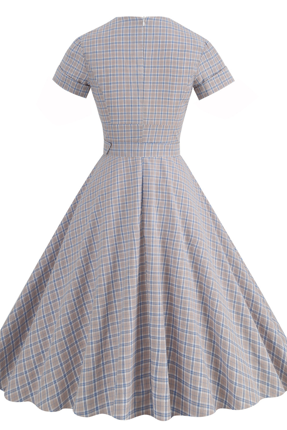 Vintage Elegant Grey Grid A Line 1950s Swing Dress with Belt