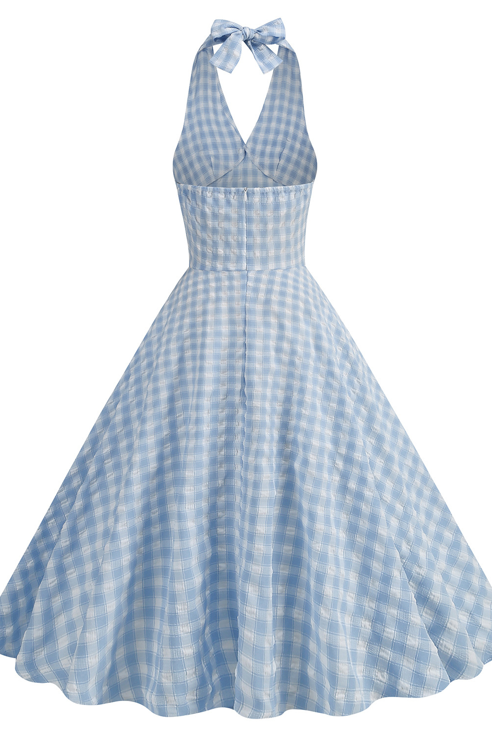 Vintage Elegant blue Halter A Line 1950s Swing Dress