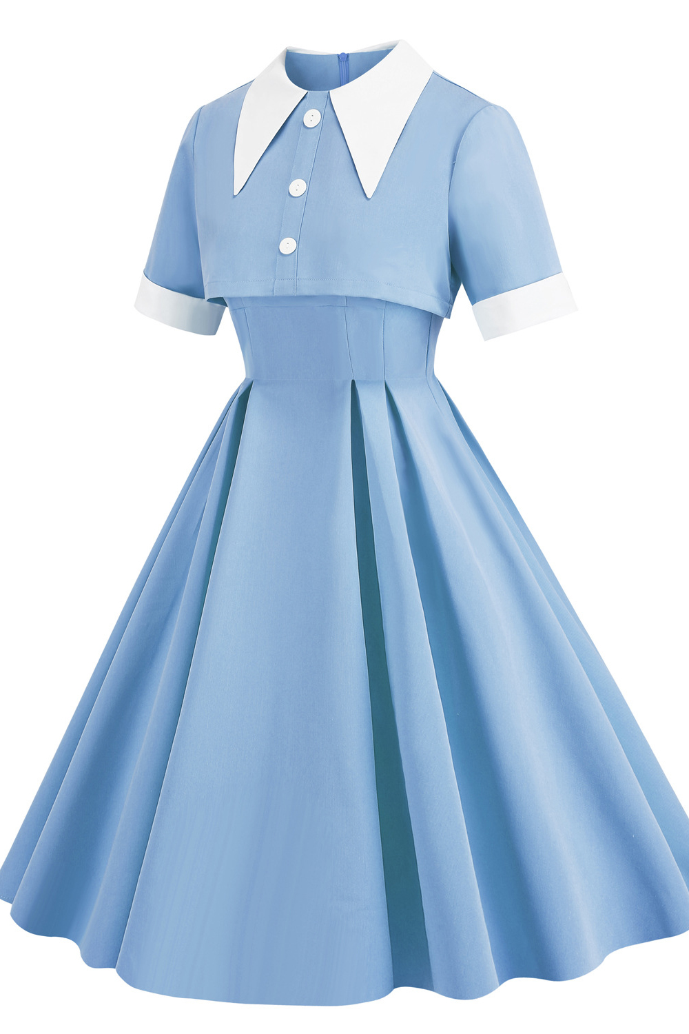 Vintage 1950s Blue A-Line Two-Piece Swing Dress