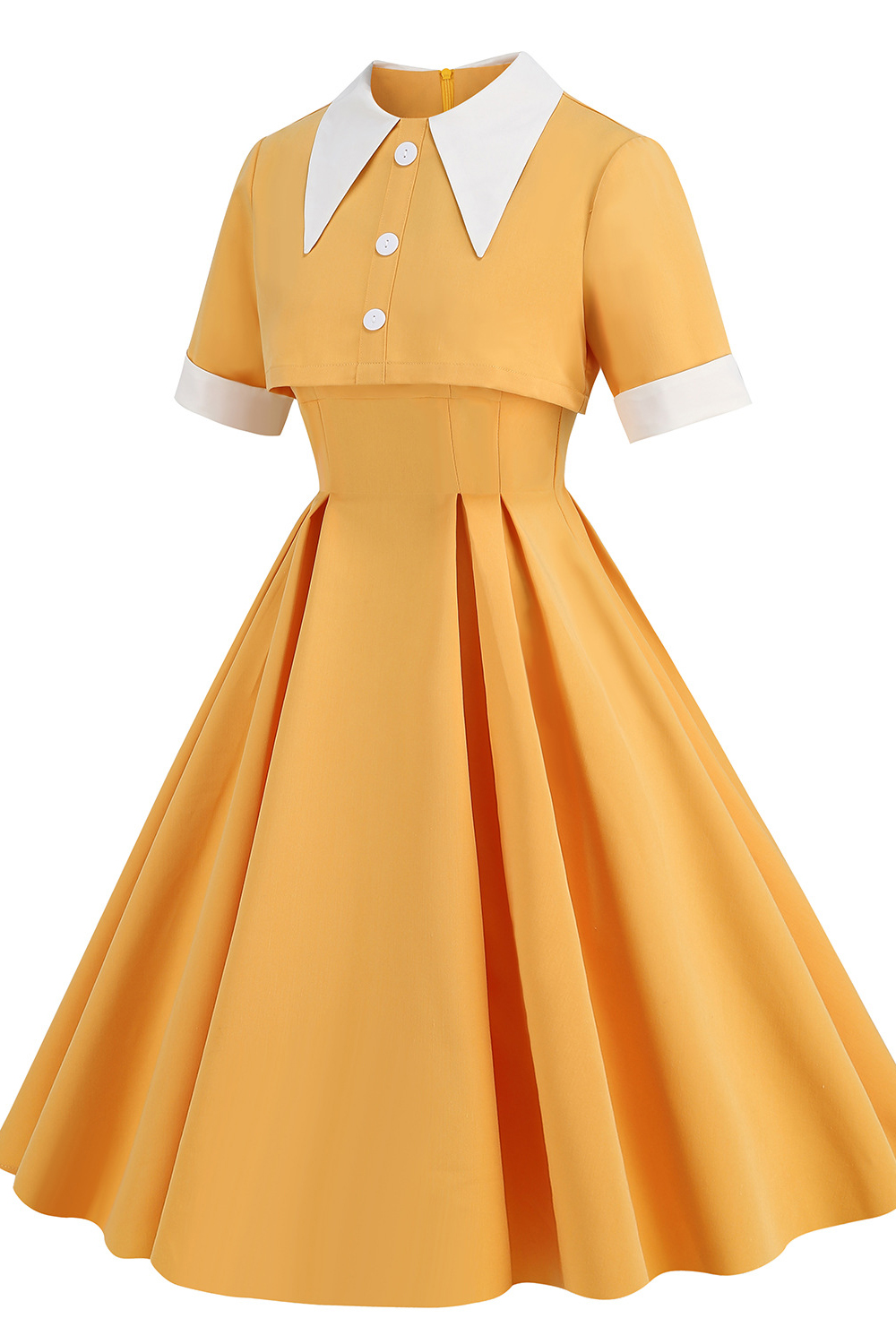 Vintage 1950s Yellow A-Line Two-Piece Swing Dress