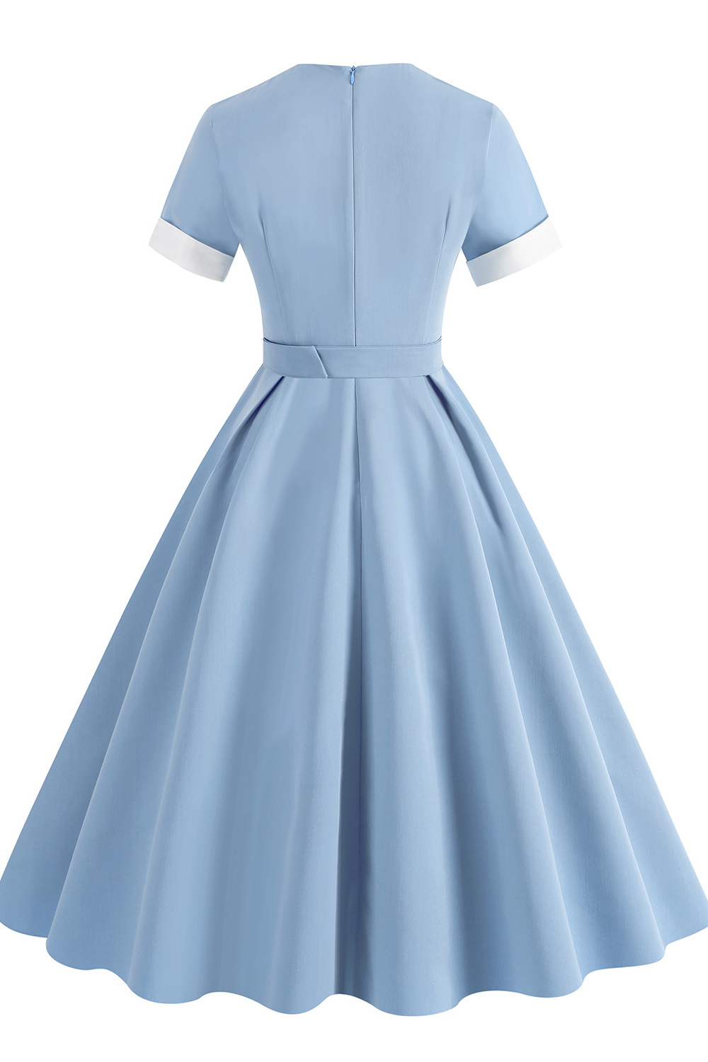 Vintage Blue 1950s A-Line Swing Dress with Belt