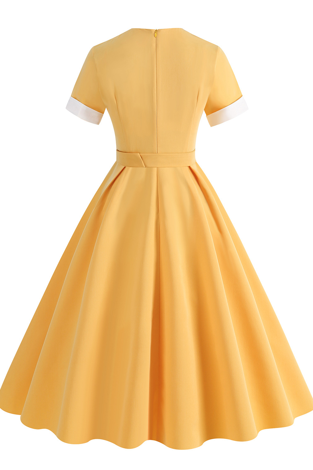Vintage Yellow 1950s A-Line Swing Dress with Belt