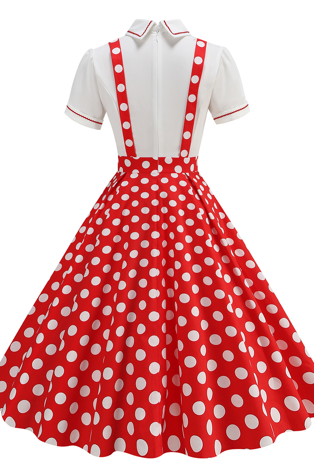 Vintage Red 1950s A-Line Swing Dress with Suspenders