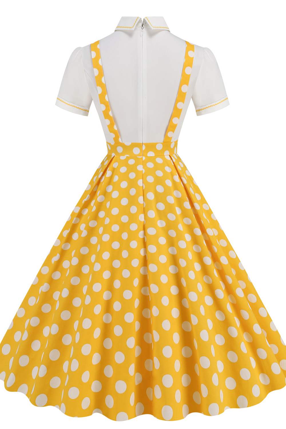Vintage Yellow 1950s A-Line Swing Dress with Suspenders