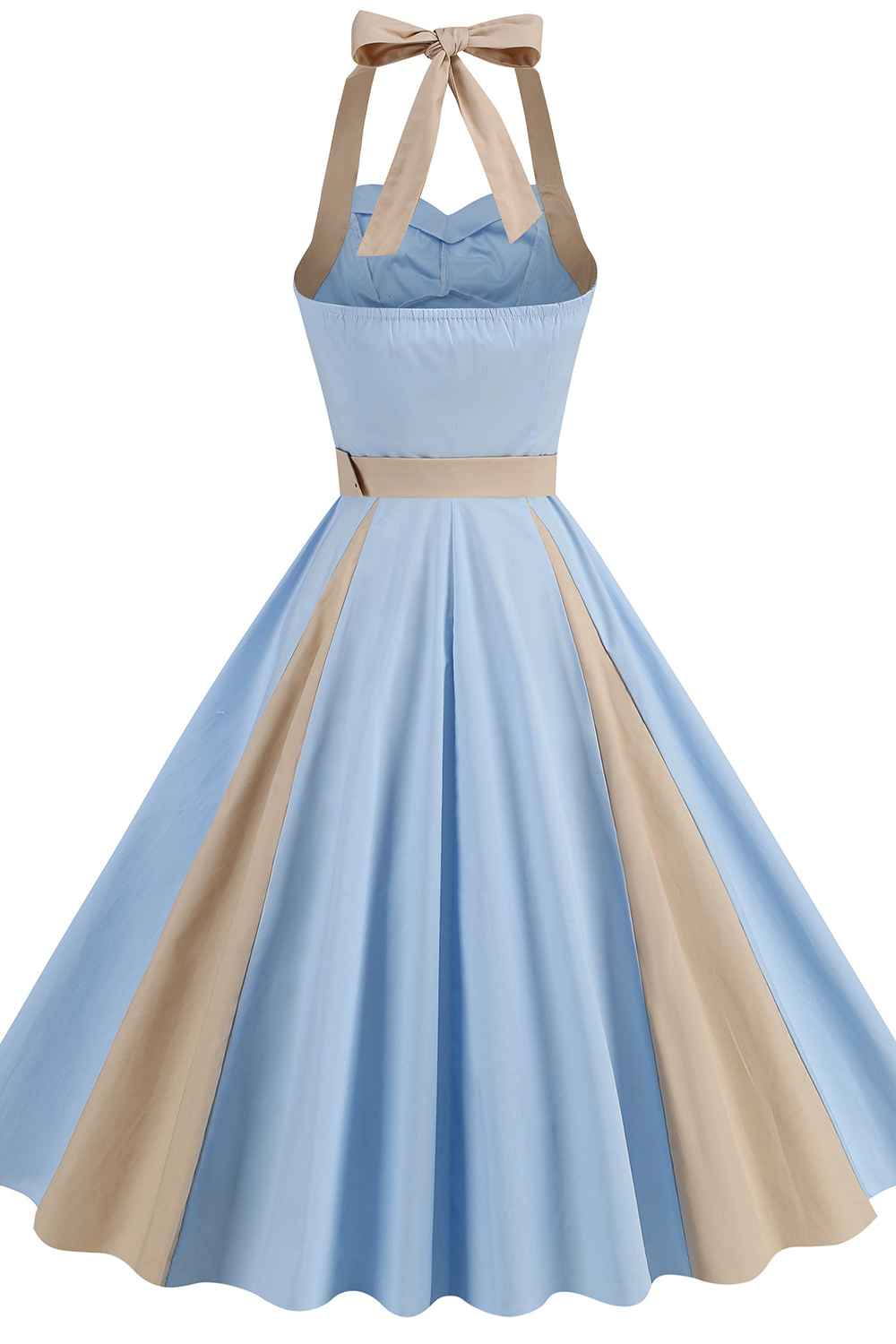 Vintage Blue 1950s A-Line Swing Dress with Halter Neckline