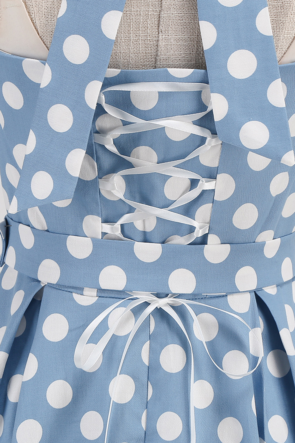 Vintage Blue 1950s A-Line Swing Dress with White Dot