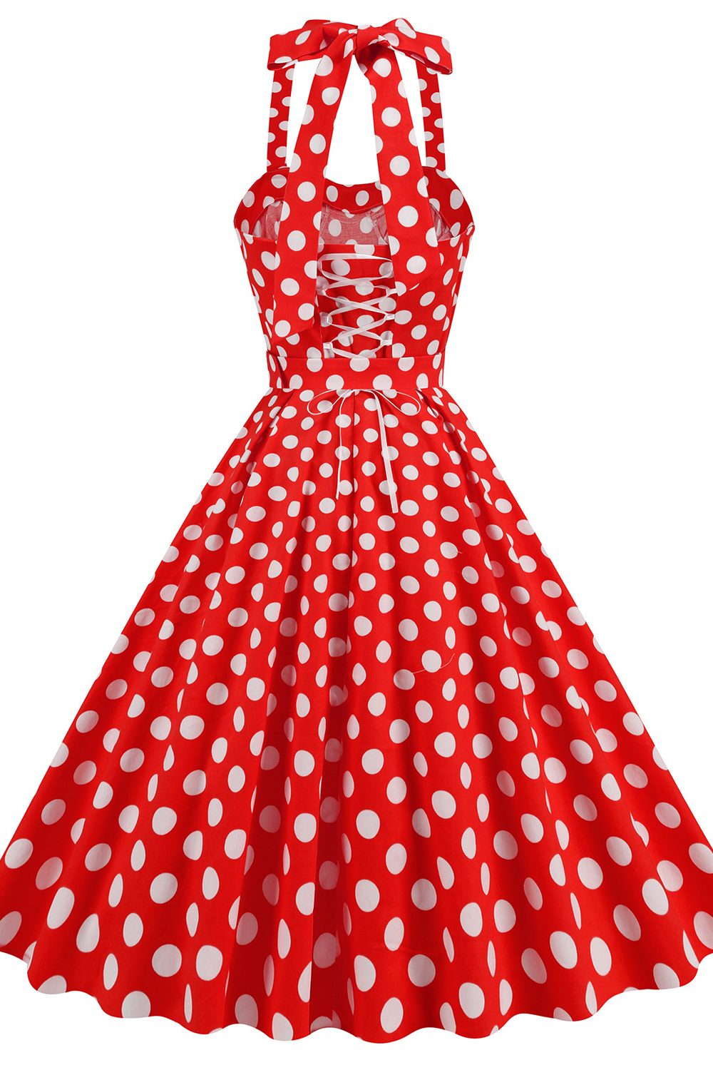 Vintage Red 1950s A-Line Swing Dress with White Dot