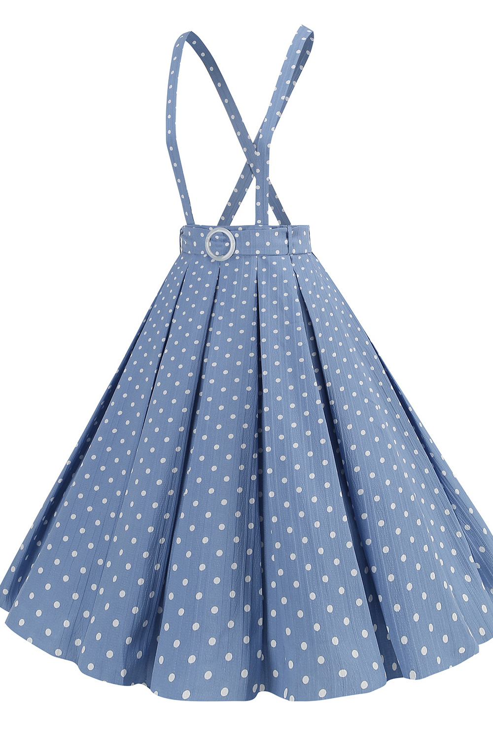 Vintage Blue 1950s A-Line Swing Skirt with Suspenders