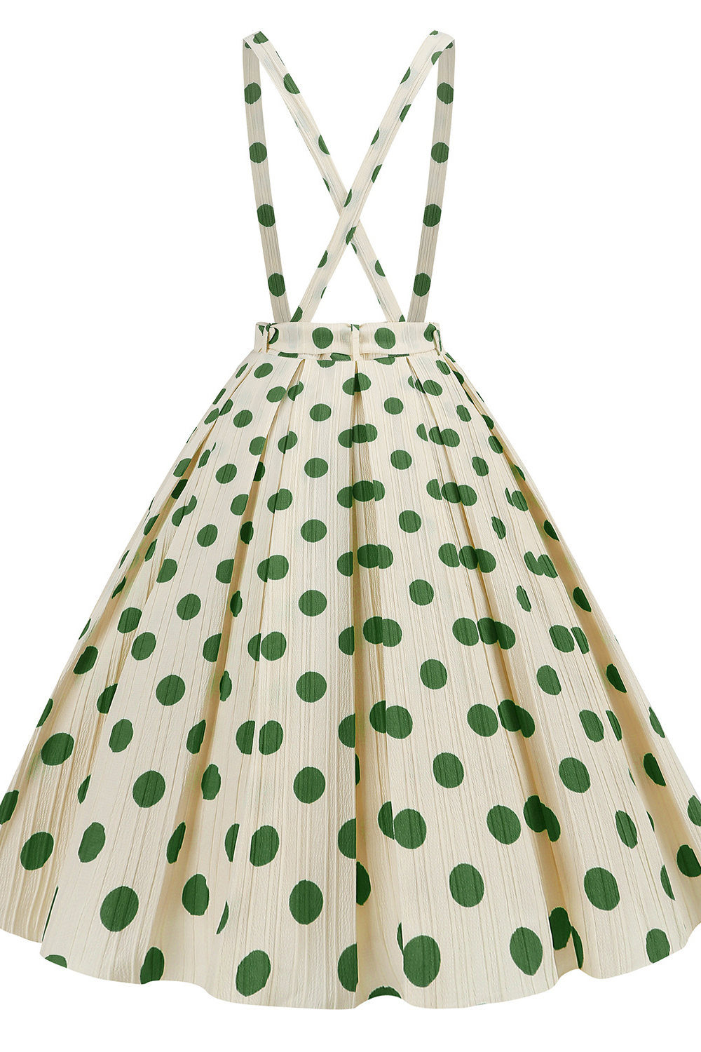 Vintage Green 1950s A-Line Swing Skirt with Suspenders