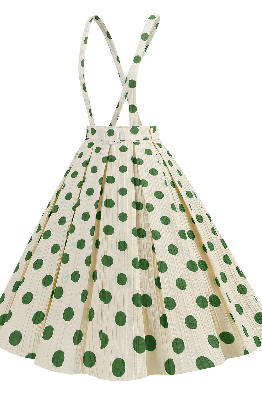 Vintage Green 1950s A-Line Swing Skirt with Suspenders