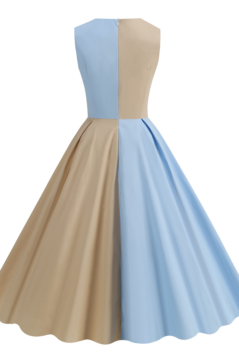 Vintage Blue & Grey 1950s A-Line Swing Dress