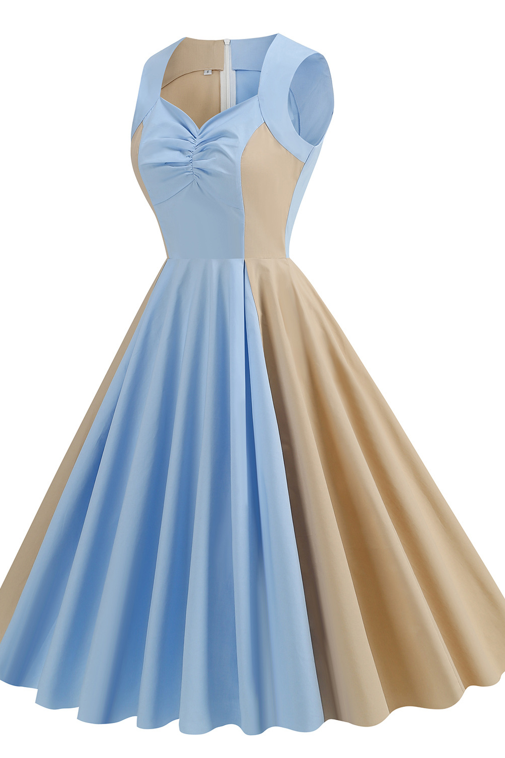 Vintage Blue & Grey 1950s A-Line Swing Dress