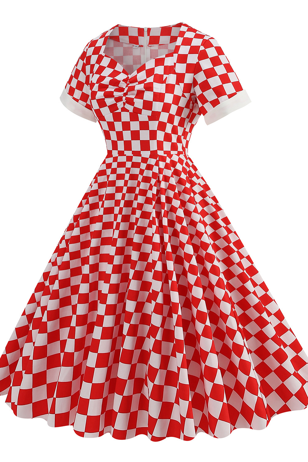 Vintage Red & White 1950s A-Line Swing Dress