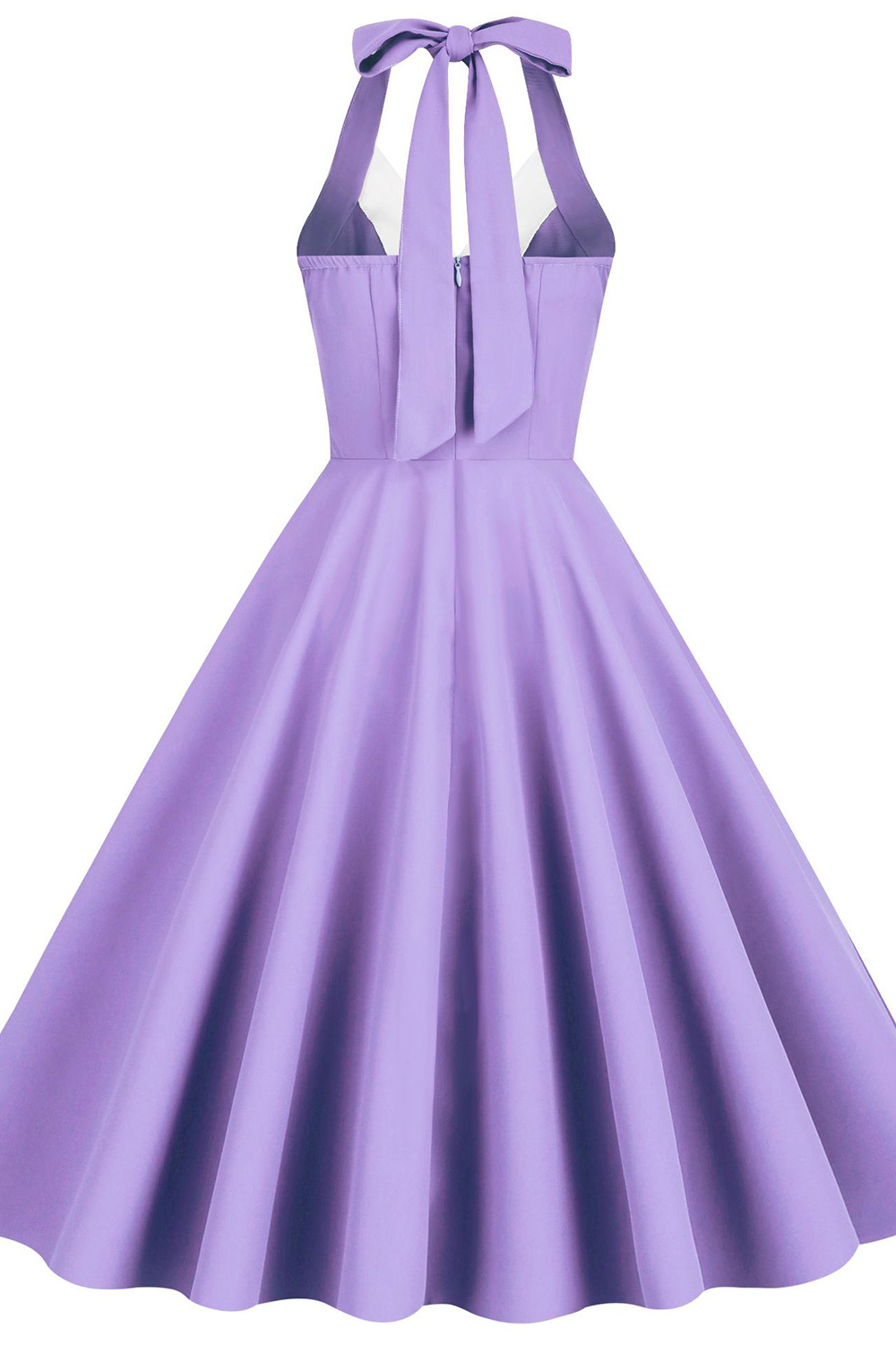 Vintage Purple 1950s A-Line Swing Dress | Flirty Halter Neckline & Lapel