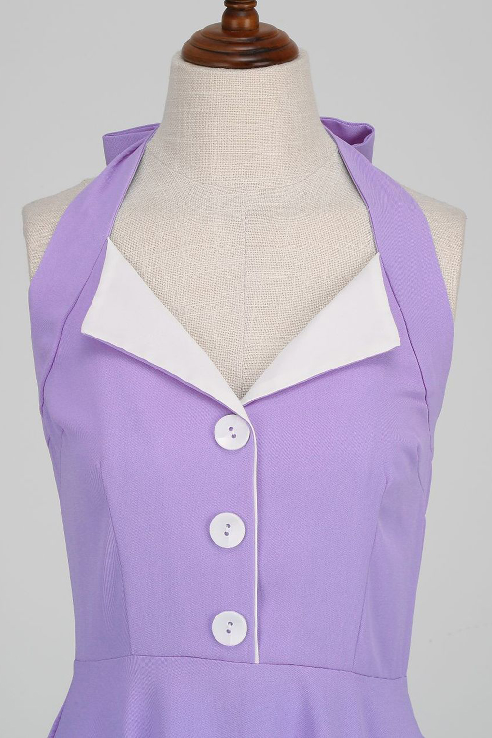 Vintage Purple 1950s A-Line Swing Dress | Flirty Halter Neckline & Lapel