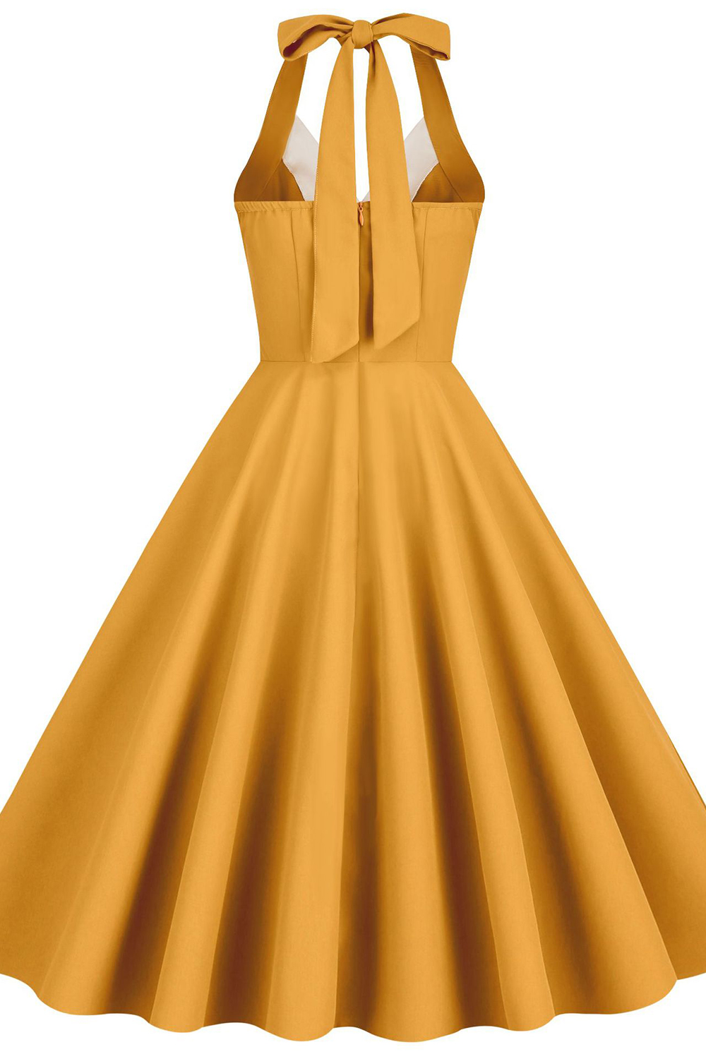 Vintage Yellow 1950s A-Line Swing Dress | Flirty Halter Neckline & Lapel