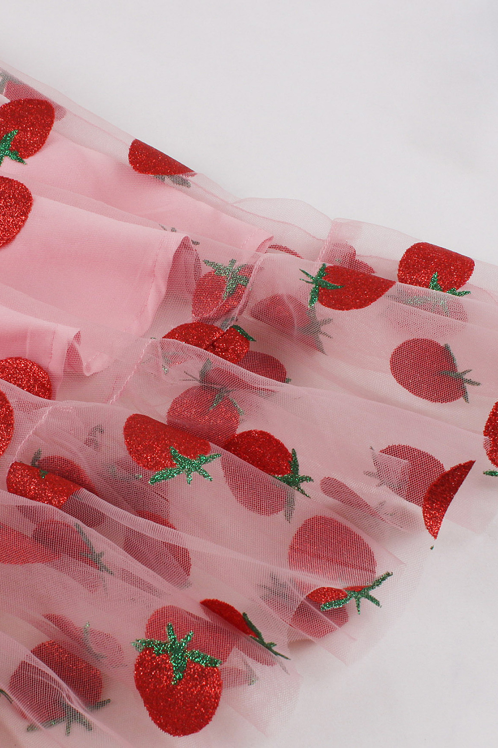 Vintage Flirty Cute Pink Strawberry A-Line Party Dress