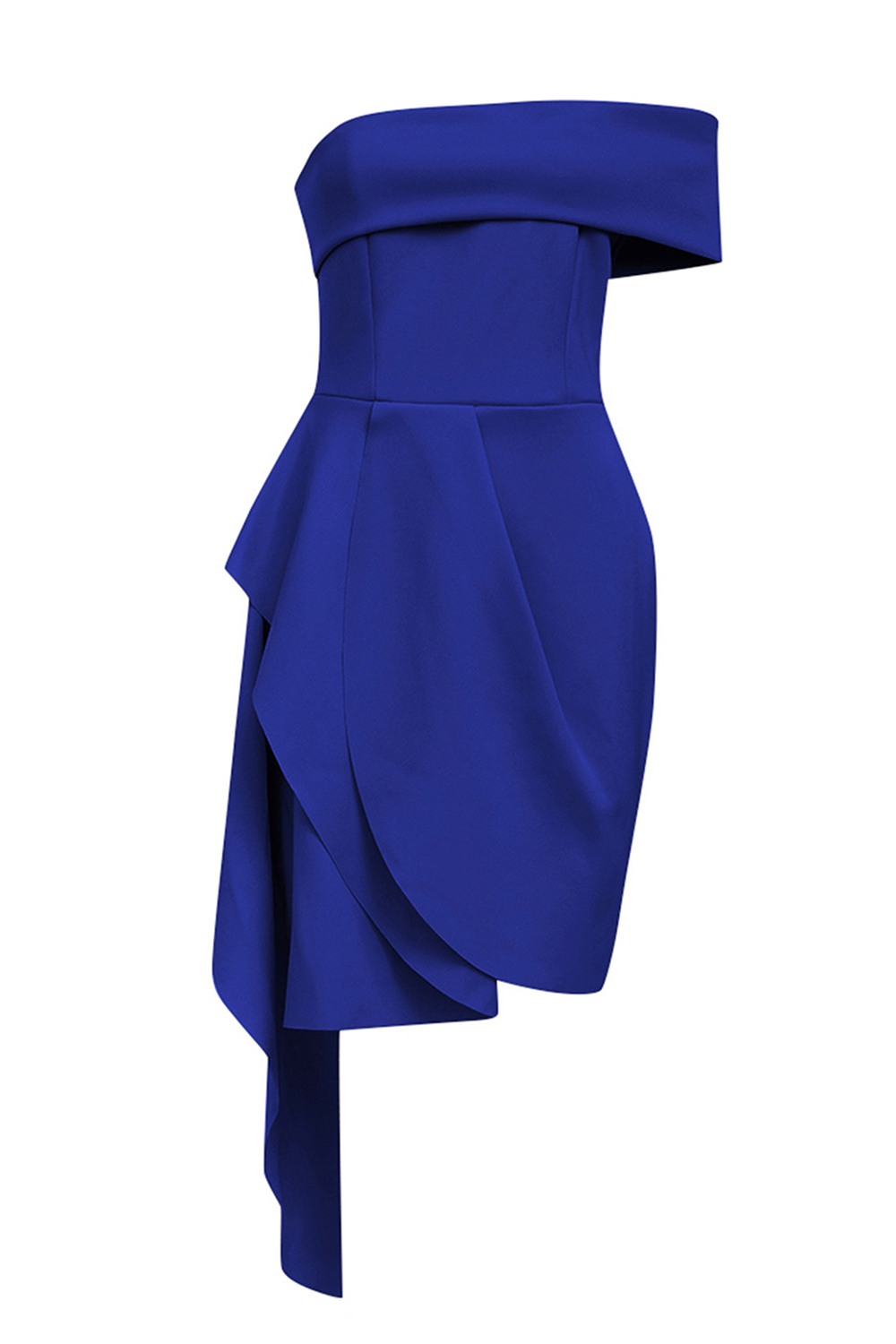 Alluring Asymmetrical Blue Bodycon Cocktail Party Dress 