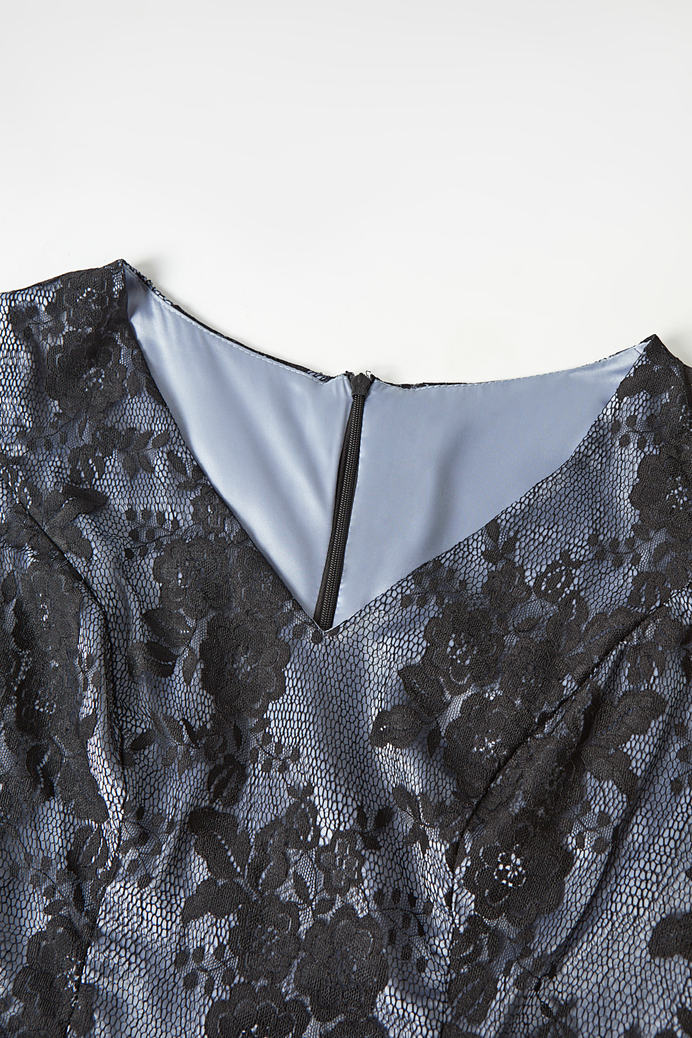 V-Neck Lace Appliqué Short Sleeves Midi Cocktail Aline Dress