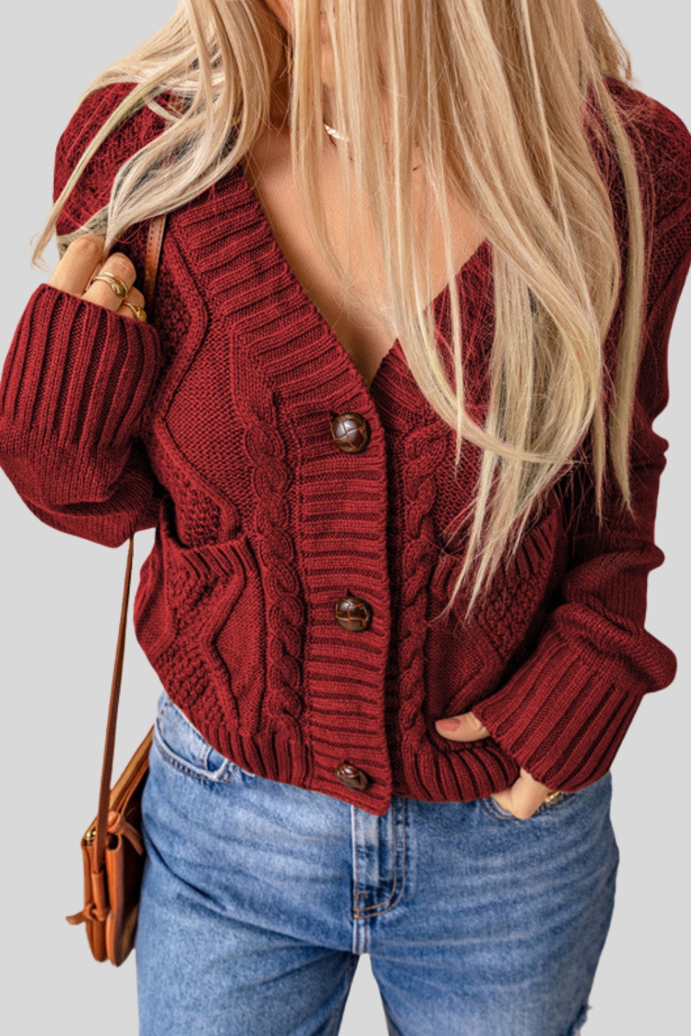2024 Autumn New Solid Color Knit Cardigan for Women - Versatile Button Pocket Long Sleeve Outerwear