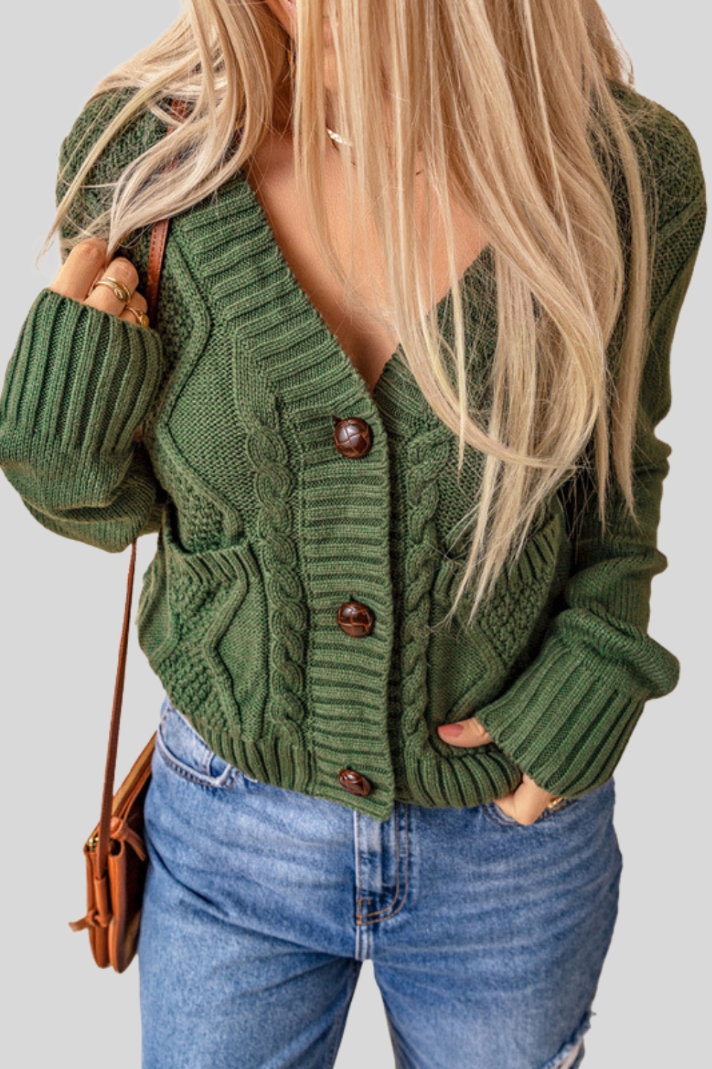 2024 Autumn New Solid Color Knit Cardigan for Women - Versatile Button Pocket Long Sleeve Outerwear